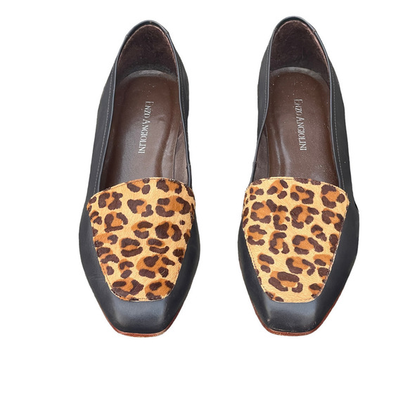 Enzo Angiolini Leather and Leopard Animal Print Loafers - Size 6 1/2 - Picture 3 of 10